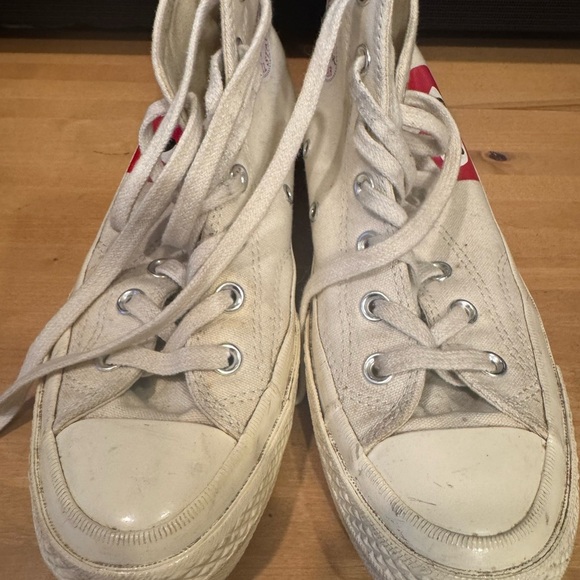 White Comme des Garcons Play Converse Black Off White Sneakers Men’s 6 Women’s 8 - Picture 5 of 10
